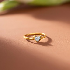 Bague minimaliste en forme de cœur avec diamant naturel en argent sterling 925 plaqué or pour femmes - Product Image 5