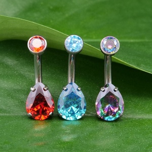 Titan bụng xuyên Chất lượng cao F136 Titanium Navel Vòng 5A Zircon nhiều màu sắc thả hình dạng rốn Vòng piercing đồ trang sức - Product Image 6