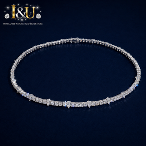 925 Silver Moissanite Necklace Brilliant <b>Drop</b> Shaped Cut Channel Set <b>Box</b> Chain Rhodium Plated Hip Hop Luxury Jewelry Gift - Product Image 1