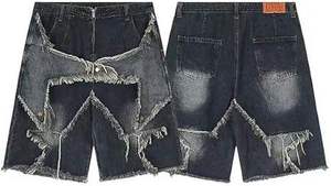 Shorts en jean pour hommes style streetwear été 2026 – Jorts personnalisés amples et déchirés – Shorts en jean respirants et décontractés pour hommes - Product Image 3