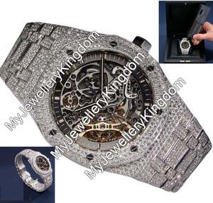 Reloj de Hip-Hop Personalizado con Incrustaciones de Moissanita VVS, Acero Inoxidable, Resistente al Agua hasta 10 Bares - Product Image 1