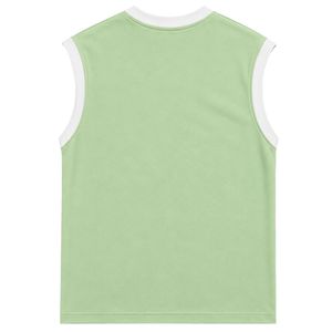 Camiseta sin mangas verde claro con diseño de sol bordado en blanco, chaleco informal de algodón para mujer, cuello redondo, tops de moda personalizados para verano - Product Image 2