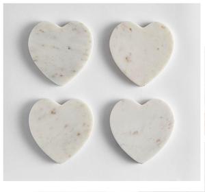 Sous-verres carrés en marbre blanc, lot de 4, sous-verres élégants pour la protection de la table, mariages, anniversaires et fêtes de déménagement - Product Image 1