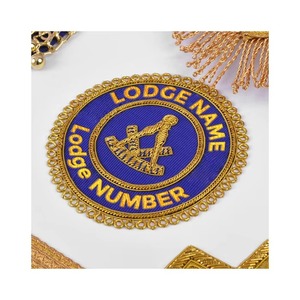 Delantal Étnico de Terciopelo Past Master Blue Lodge con Cinta Azul, Bordado a Mano con Borlas de Cadena Dorada MAP-00104 - Product Image 6