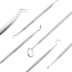 BAFA 6 pièces/boîte – Trousse ergonomique en acier inoxydable pour dentiste – Miroir dentaire, pince, instruments de soins bucco-dentaires – Plusieurs étuis inclus - Product Image 2