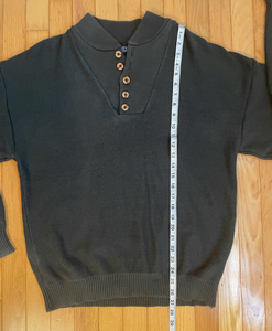 Pull en tricot noir pour homme avec logo brodé, fermeture à boutons sur le devant, manches régulières, vêtement d'automne - Product Image 4