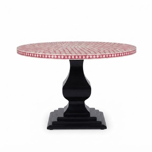 Mesa de Centro de Diseño Personalizado de Fábrica, con Incrustaciones de Hueso de Camello Ovaladas, Patrón Óptico Moderno, Resina Negra, Mueble de Lujo para Sala de Estar - Product Image 2