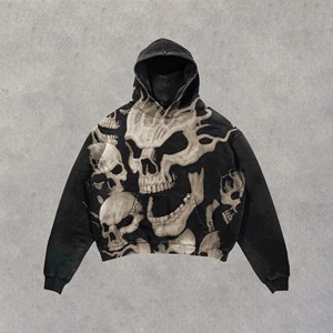 Sudaderas con Capucha de Moda Urbana para Hombre, de Algodón, Estilo Oversize, con Bajo sin Rematar, Impresión DTG - Product Image 2