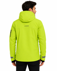 Veste à capuche en polaire douce écologique pour homme Livster, vert néon, imperméable, coupe-vent, sportive, manches longues, pour l'hiver - Product Image 3