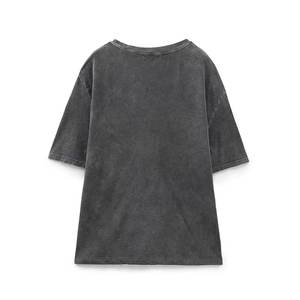 Camiseta de mujer con estampado de color liso y cuello en V, tops de verano, camiseta holgada de moda para mujer - Product Image 2