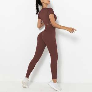 Ensemble de sport pour femme, vêtements de sport deux pièces, leggings d'exercice, vêtements de fitness, ensembles de yoga, tenues de sport, vente en gros personnalisée OEM, ensemble de yoga sans couture - Product Image 6