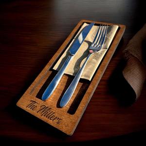 Portacubiertos de madera, perfecto para mesas de comedor, restaurantes, cafeterías, hoteles, eventos y fiestas, cubiertos para el hogar y la cocina. - Product Image 1