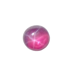 Rubis étoilé transparent rond 5x5 mm 1 carat, cabochon poli créé en laboratoire avec effet étoile à 6 branches pour la fabrication de bijoux - Product Image 3