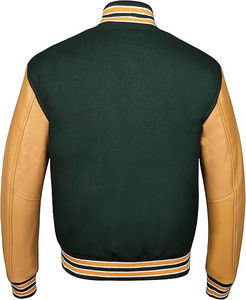 Chaqueta Bomber de Lana Personalizada con Logotipo Bordado, Chaqueta Varsity con Patrón Sólido para Invierno, Posición Frontal - Product Image 4