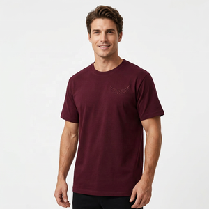 T-shirt Homme Oversize à Manches Courtes, Couleur Unie, Logo Aile Gaufré, Col Rond, Décontracté, en Coton Respirant - Product Image 2