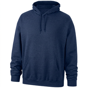 Sweat-shirt à capuche bleu marine pour homme, coupe classique, en molleton de coton, couleur unie, avec poche, idéal pour l'automne - Product Image 2