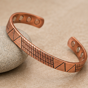 Luxury Crosshatch <b>Engraved</b> Magnetic Pure Copper <b>Bangle</b> Wristlet Luxury Metal Jewelry Promotional Novelty Gift - Product Image 6