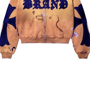 Hoodie personnalisé, effet délavé, coupe oversize pour les détaillants de streetwear vintage américain, avec motifs graphiques, faible MOQ - Product Image 3