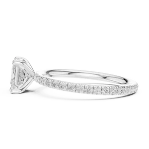 Anillo de compromiso con diamante de corte princesa cultivado en laboratorio, oro sólido de 18 quilates, con piedras redondas pavé en el lateral, joyería de boda eterna para mujeres y hombres - Product Image 4