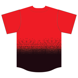 Maillot de baseball pour homme, dégradé rouge et noir, manches courtes, boutons sur le devant, tissu polyester respirant et anti-humidité - Product Image 3