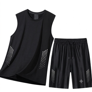 Ensemble de vêtements de sport pour hommes, léger et à séchage rapide, pour le basketball et la course à pied, avec logo personnalisé imprimé, prix d'usine Chine Bangladesh, OEM - Product Image 1