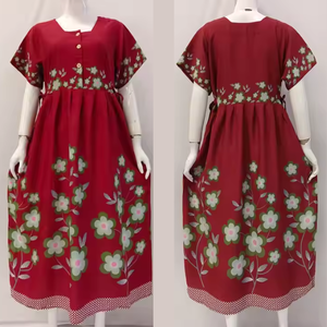 ชุดนอนสตรีนุ่มสบายๆแบบนอนวูฟเวนใหม่ล่าสุดโดย chrysanta. ชุดนอนคลุมเข่าแขนสั้นคอสี่เหลี่ยมใส่สบาย - Product Image 2