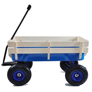 Chariot tout-terrain d'extérieur avec pneus gonflables, chariot de jardin avec barrière en bois, chariot à main et chariot à roulettes - Product Image 2