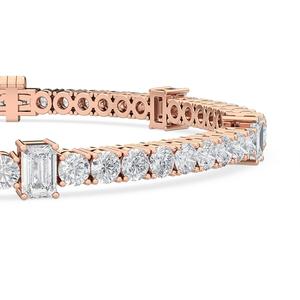 Impresionante pulsera de oro rosa con diamantes cultivados en laboratorio de 6.15 CTW, corte redondo y radiante, con líneas alternadas. - Product Image 2