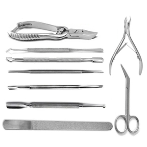 Stainless Steel 9 Pieces Podiatry Kit Ingrown Nail Clipper <b>Files</b>, and Scissors Pedicure Foot Care Tools Podiatry Instruments Set - Product Image 1