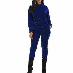 Vêtements d'automne pour femmes, ensemble de survêtement en velours personnalisé avec fermeture éclair, sweat-shirt à capuche, ensemble 3 pièces, pantalon en velours - Product Image 1