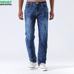 กางเกงยีนส์เดนิมยืดทรงสลิมฟิตสำหรับผู้ชาย ผ้าฝ้ายผสม ระบายอากาศได้ดี สีซีดกลาง ทรงขาตรง 5 กระเป๋า สไตล์ลำลองแฟชั่น - Product Image 1