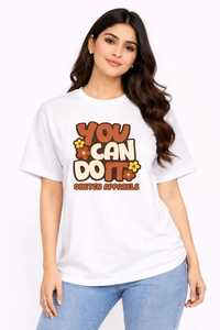 ONETEN APPARELS Camiseta de Algodón 100% para Mujer, Corte Regular, Cuello Redondo, Manga Corta, Estampado Digital, Informal, para Primavera - Product Image 3
