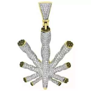 จี้รูปใบไม้ประดับมอสซาไนต์แบบเย็น สไตล์ฮิปฮอป เงินแท้ 925 สำหรับทุกเพศ ได้รับการรับรองจาก GIA - Product Image 1