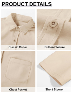 Chemise Oxford 100% coton, manches courtes, uniforme scolaire pour garçons, boutonnée - Product Image 4