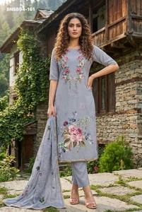 Collection de Salwar-Kameez et Dupatta en Rayonne et Coton de Qualité Supérieure, Nouveauté, avec Impression Numérique et Broderie à la Main, Vêtements Ethniques Prêts-à-Porter - Product Image 2