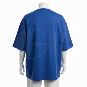 Camiseta Unisex 100% Algodón, Servicio OEM, Diseño Exclusivo, Cuello Redondo, Hombros Caídos, Color Azul Rey - Product Image 3