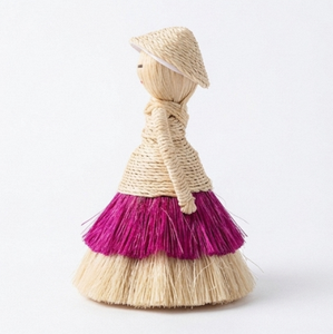 Figura de Muñeca Tejida a Mano Sellease K5 con Falda Morada, Decoración Art Deco para el Hogar, Adorno de Mesa Interior, Fibra de Sisal y Plátano - Product Image 4