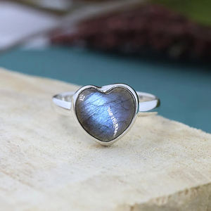 Bague en labradorite très vendue, forme cœur 8 mm, argent sterling 925, faite à la main, pierre précieuse, bijou minimaliste, bohème, cadeau - Product Image 2