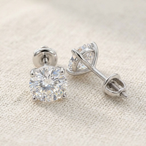 925 Silver Rhodium Plated <b>Moissanite</b> Stud <b>Earrings</b> Claw Set Cut Sparkling Diamond Look Secure Post Engagement Wedding Party for - Product Image 4