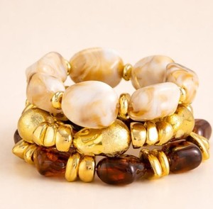 Luxury Resin Stone Beaded Stretch <b>Bracelet</b> Set Handmade Fashion Jewelry Elegant <b>Boho</b> Statement Wrist Accessory Timeless Craft - Product Image 1