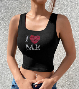 Custom Women Graphic Print <b>Crop</b> Tank <b>Top</b> Crew Neck Sleeveless Summer Vest Casual Valentine Apparel - Product Image 4