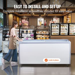 Vetrina Espositiva Commerciale per Gelato da 13.1 Cu.ft con Coperchio in Vetro Mobile e Congelatore Profondo per Uso Ristorazione - Product Image 6