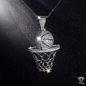 Pendentif Hip Hop en forme de panier de basket avec diamant Moissanite VVS en argent sterling 925, bijoux de créateur - Product Image 2