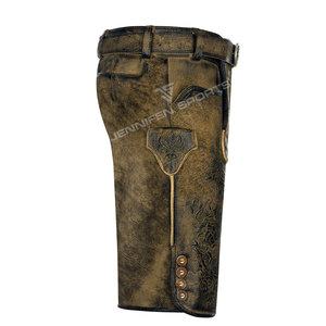 Traditional Bavarian Lederhosen <b>Short</b> Goat Suede Antique Leather <b>Trousers</b> Adjustable Beer Event Factory Direct - Product Image 4