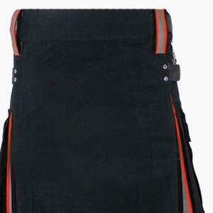 Kilt de Trabajo para Bombero Negro con Cinta Reflectante, Bolsillos con Solapas y Botones - Product Image 5