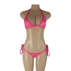 Conjunto de Bikini Halter Bandeau para Mujer con Tiras Laterales Ajustables, Corte Regular, Elástico, Secado Rápido, 100% Poliéster, Estampado Digital - Product Image 4