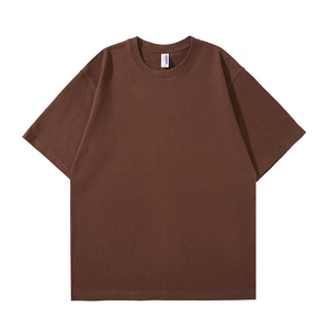 เสื้อยืดคอกลมแขนสั้นทรงโอเวอร์ไซส์สำหรับผู้ชาย ผ้าคอตตอนเจอร์ซีย์สีพื้นเรียบ สวมใส่สบาย ทรงปกติ - Product Image 6