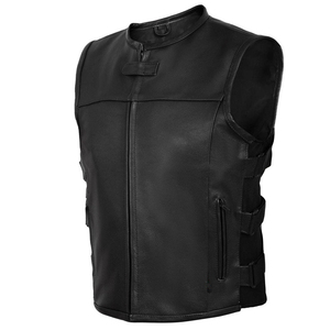 Premium Men's Genuine Leather Motorcycle <b>Biker</b> Vest Custom Black Riding <b>Waistcoat</b> OEM ODM Wholesale Manufacturer Pakistan - Product Image 2