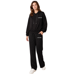 Ensemble de survêtement décontracté deux pièces pour femme avec sweat à capuche en polaire, coupe décontractée, taille élastique et pantalon droit, tenue de sport - Product Image 1