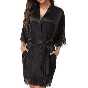 Camisón Rojo de Satén para Mujer, Conjunto de Ropa de Dormir, Camisón Suave para Mujer, Bata de Novia, Tendencia de Moda - Product Image 1
